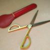 Hot Dropped Forged Steel Vintage Scissors with Red Leather Case made in Italy