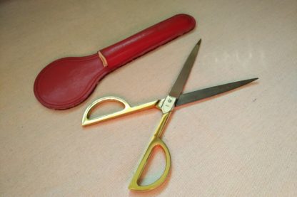 Hot Dropped Forged Steel Vintage Scissors with Red Leather Case made in Italy
