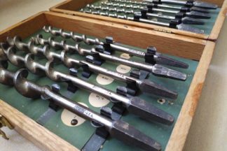 Vintage Irwin Auger Drill Bit Set in Wooden Dovetail Borchest