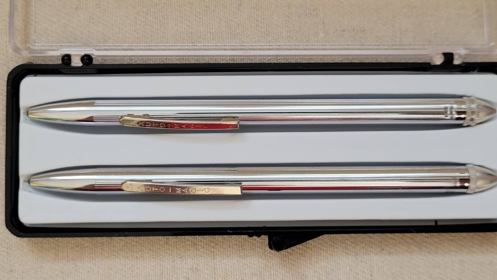 vintage mid century Auto-Magic gravity tip ballpoint pen set with the original case