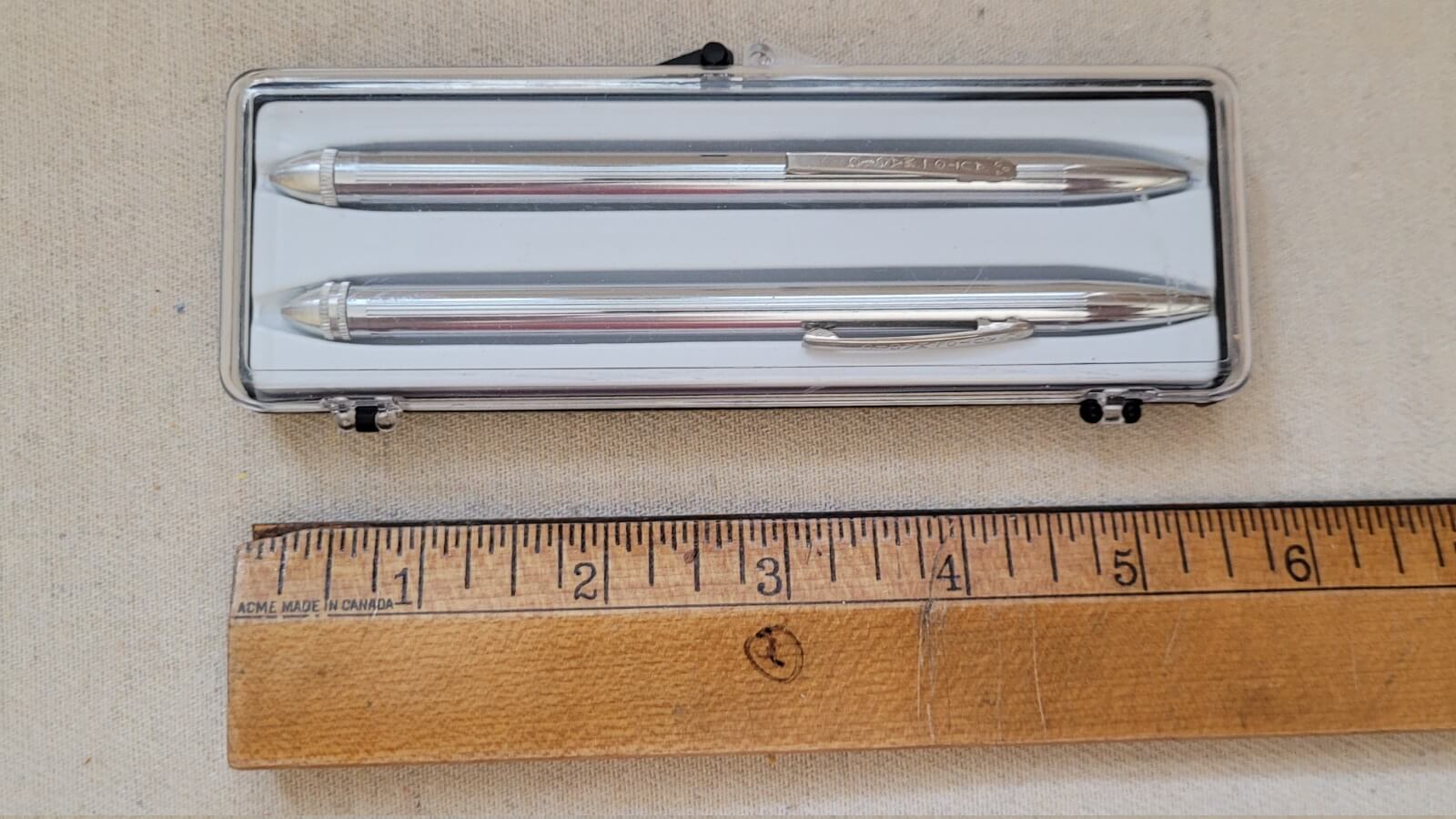 vintage mid century Auto-Magic gravity tip ballpoint pen set with the original case