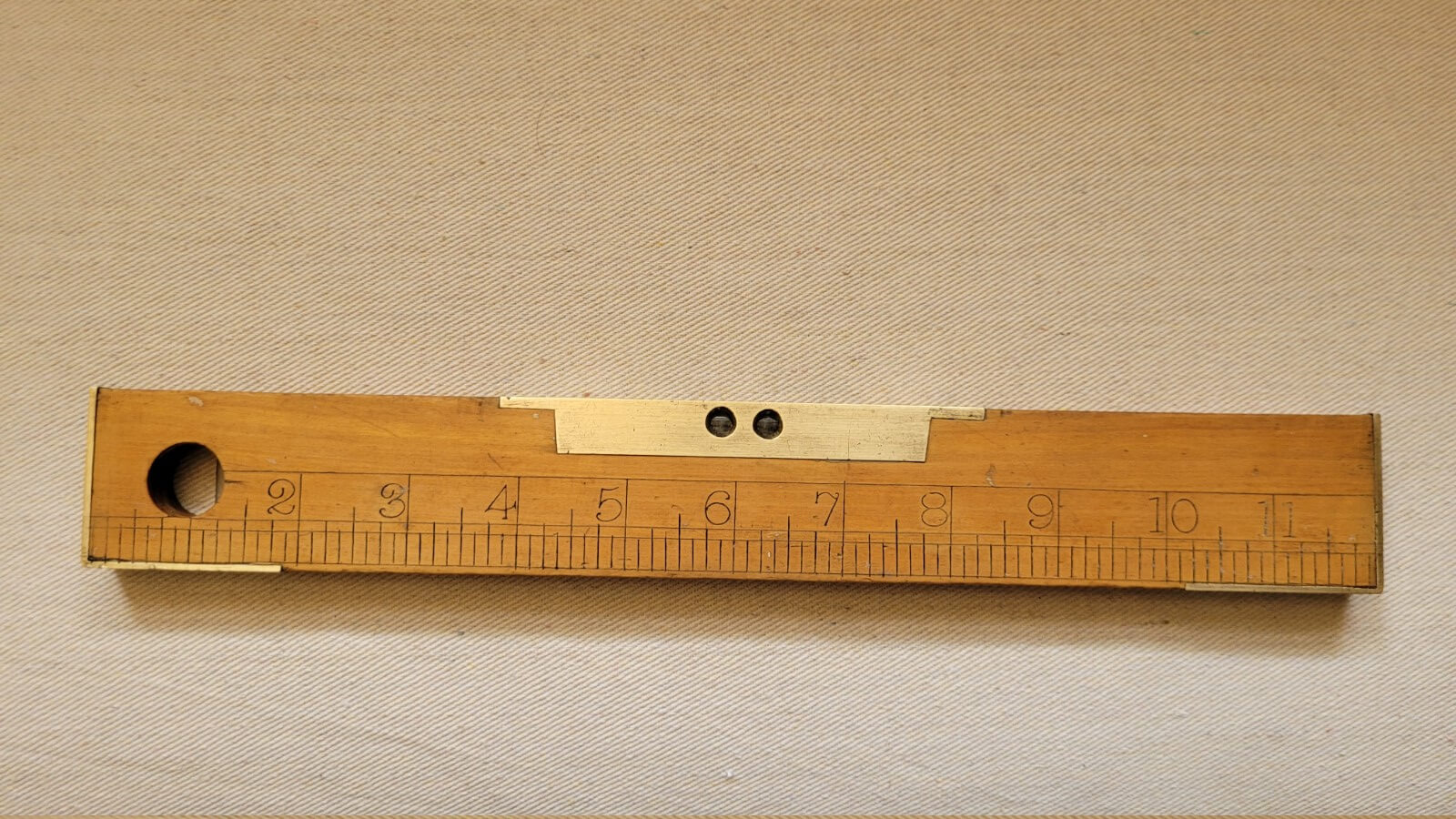 Vintage Brass & Wood Carpetner Level 12 Inches Glass Bubbles - Antique Marking and Measuring Hand Tools