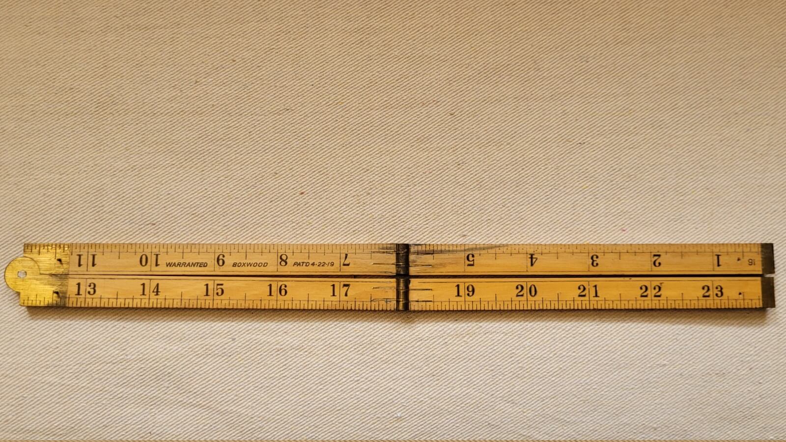 Rare Vintage Lufkin Rule Co No 751 Boxwood & Brass Folding Ruler Canada - Marking and Measuring Antique Tool Collectible