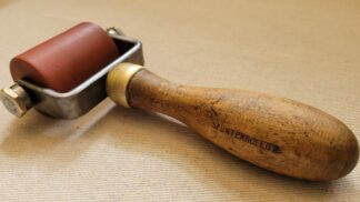 Vintage Hand Rubber Roller w Spunferruled 2 Brass & Wood Handle made by Nicholson - Artist and Printmaking Collectible Tools