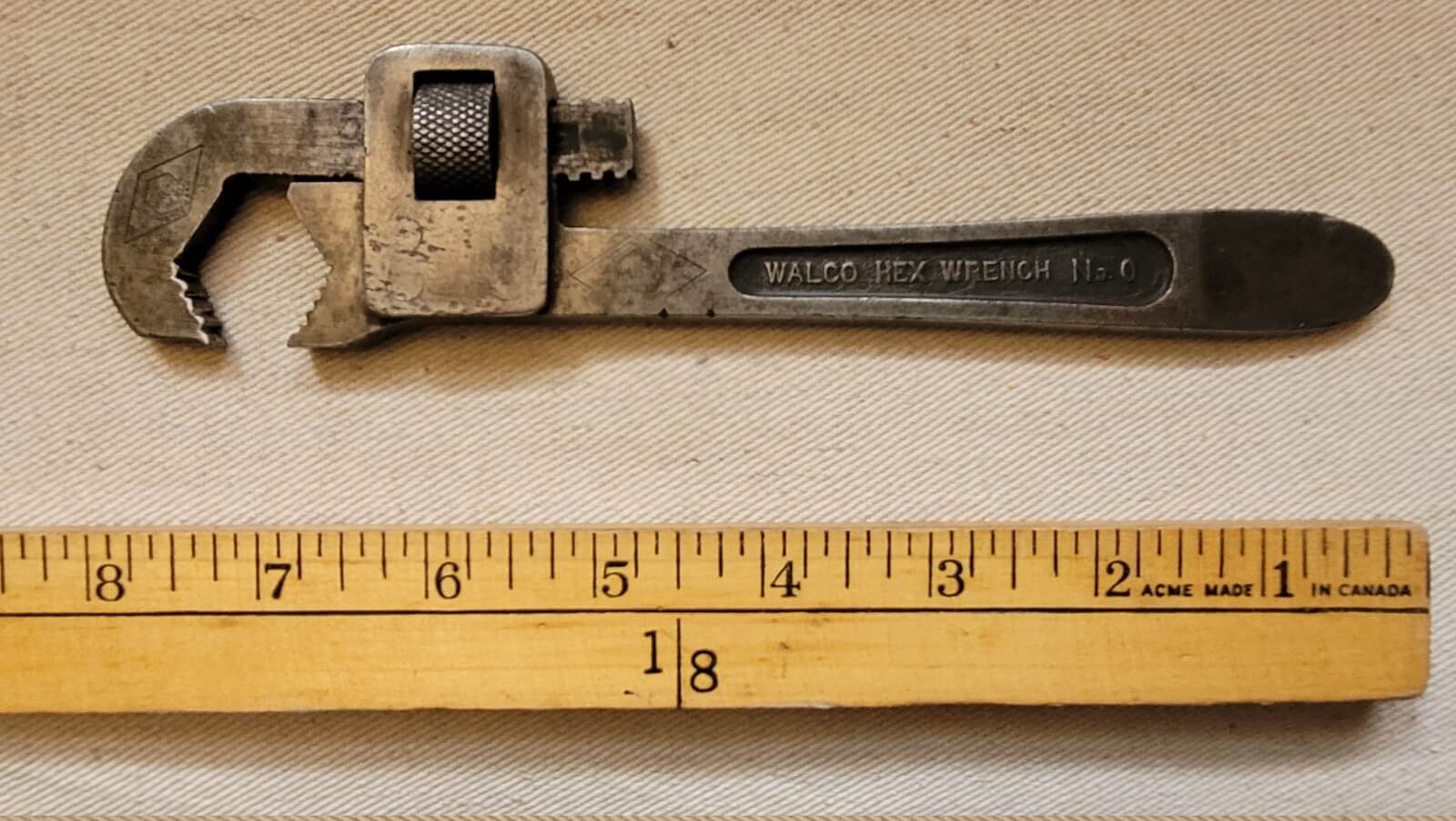 Rare Walco Hex Pie Adjustable Wrench No. 0 Walworth Mfg Co, Boston Mass - Antique and Vintage made in USA Hand Tools