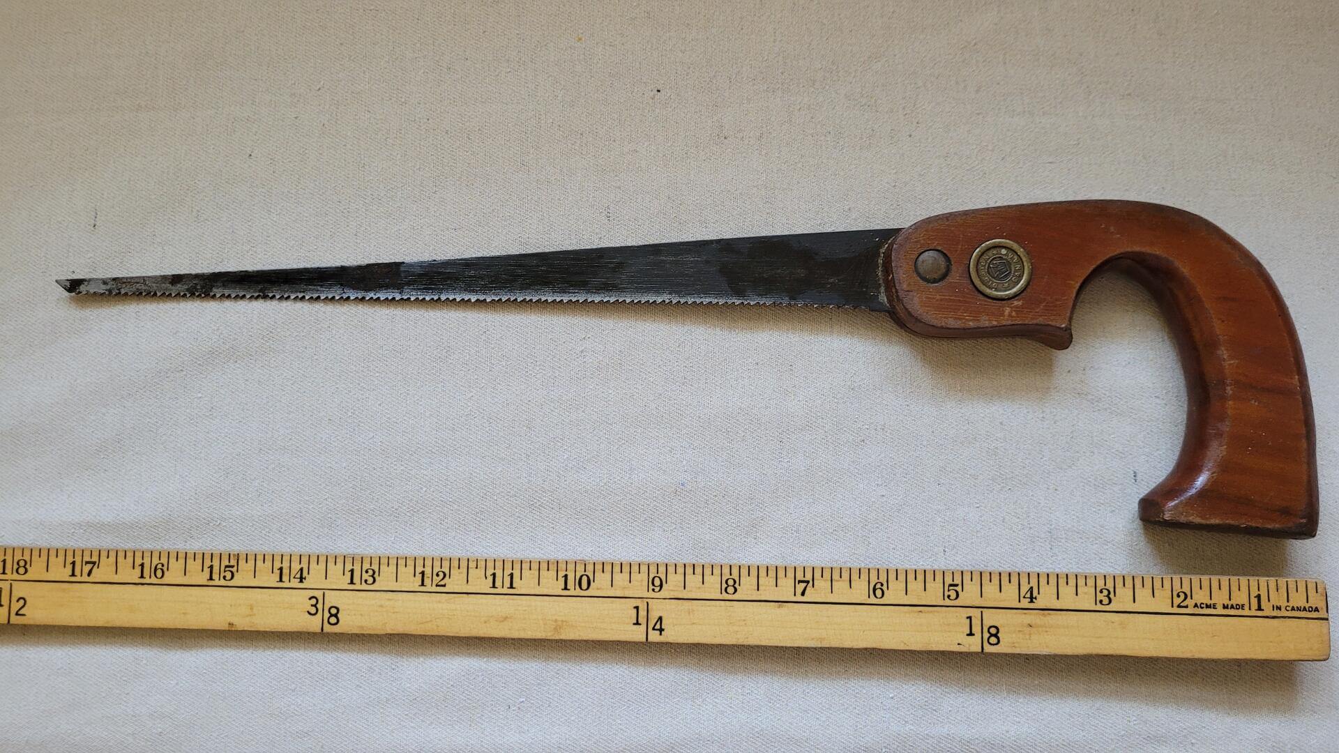 Vintage Disston Canada Compass Keyhole Saw 12 Inch Blade Toronto ON - Antique Collectible Woodworking and Carpentry Canadiana Tools