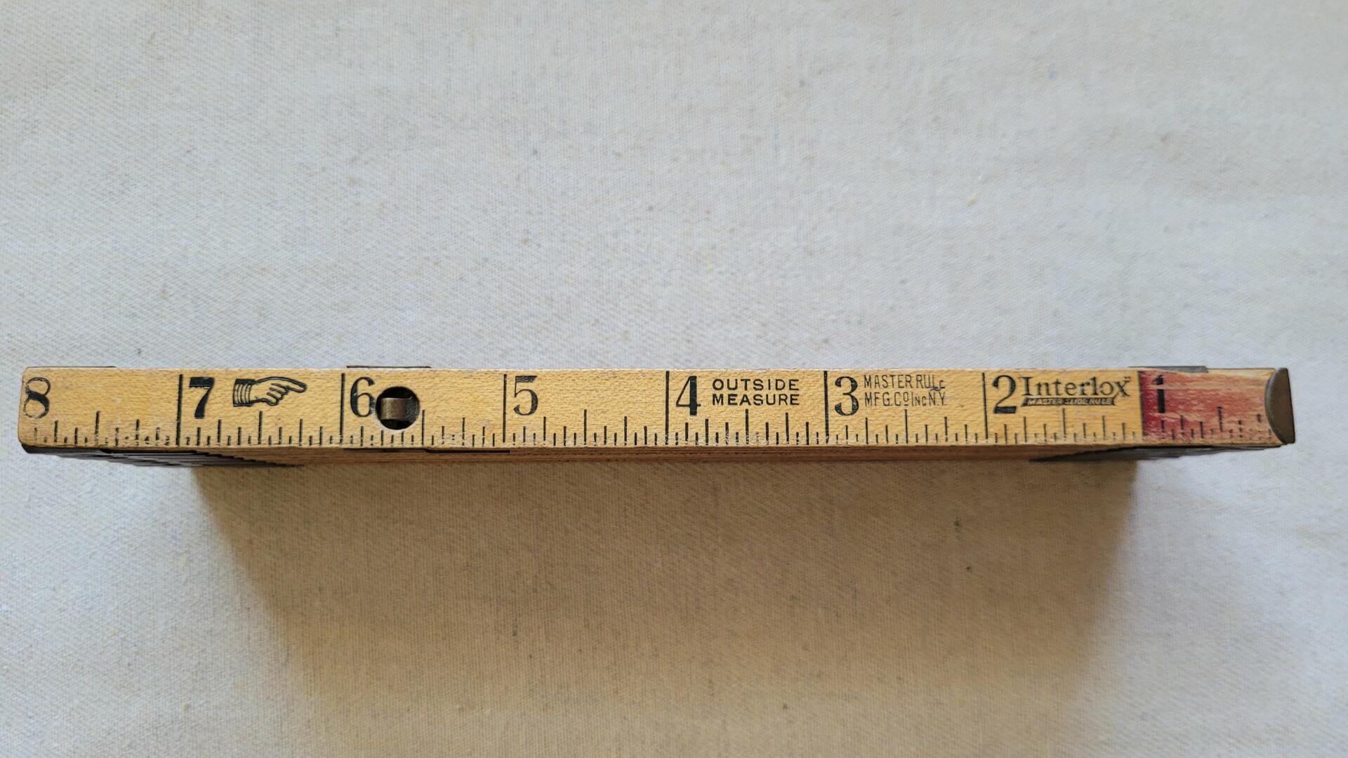 Vintage Wooden Slide Ruler Interlox No. 106 Master Rule Mfg. Co. NY - Antique Woodworking and Carpentry Collectible made in USA marking and measuring tools