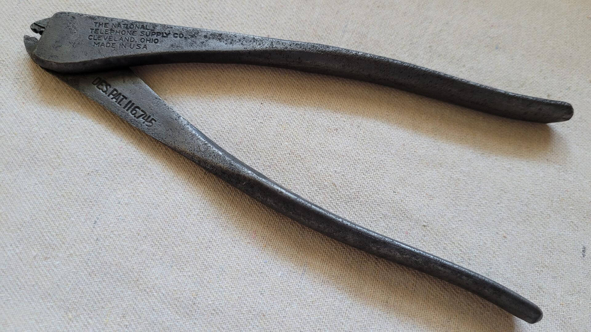 Antique Nicopress 17-BA Swaging Crimping Pliers National Telephone Supply Co Cleveland, Ohio Des. Pat. 116.745 - Antique and Vintage Collectible Made in USA hand tools
