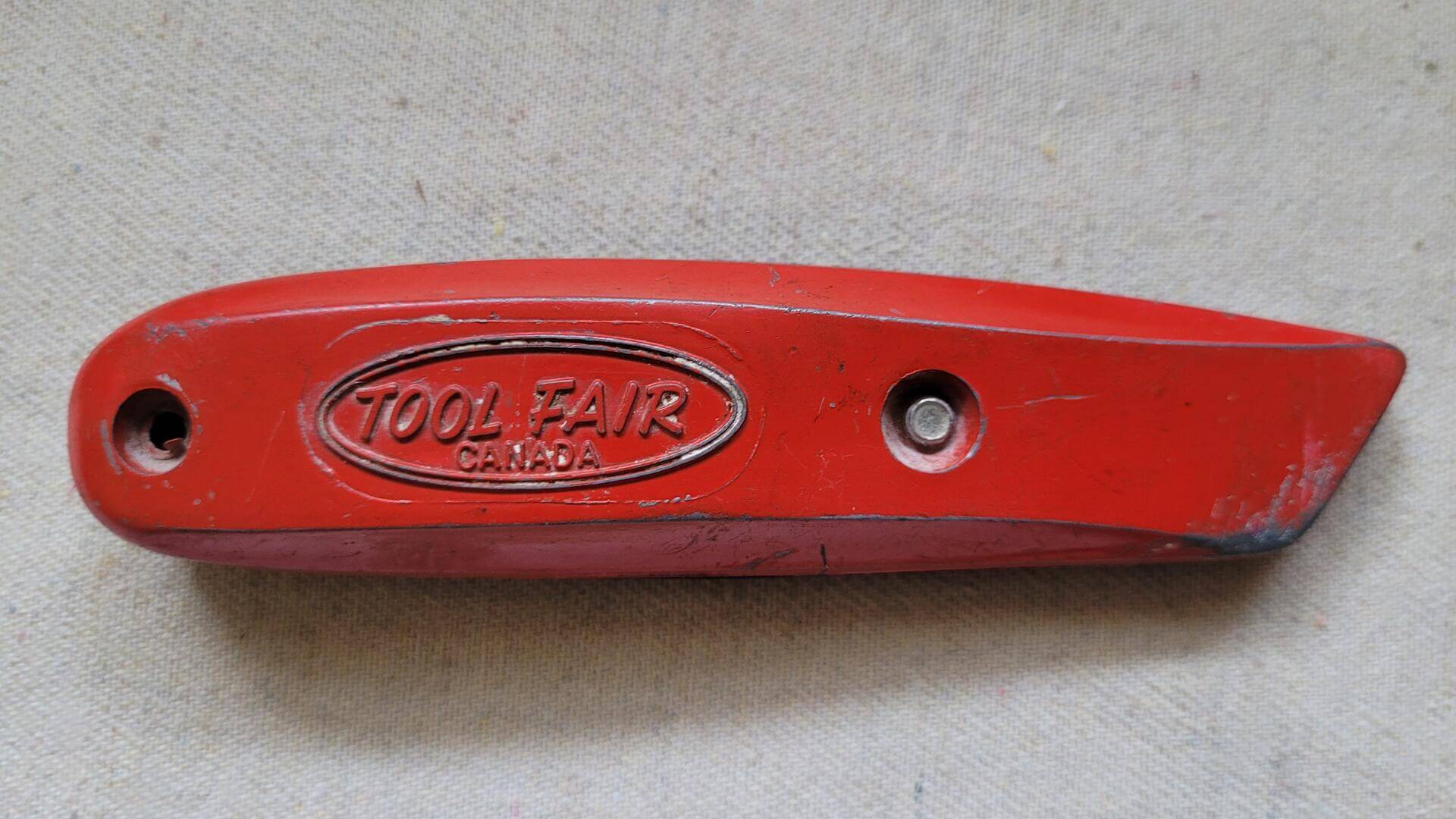 Rare Vintage Tool Fair Canada Metal Utility Knife Box Cutter - Canadiana collectible handyman antique hand tools