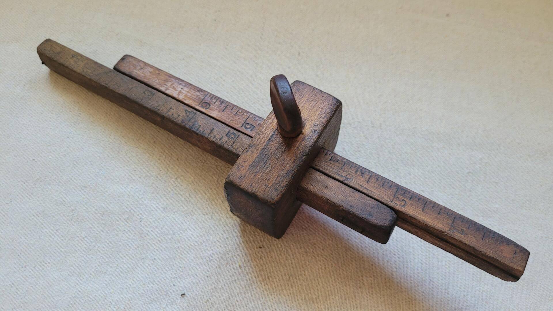 Antique Wooden Multi-Arm Mortise Marking Gauge w Thumb Screw Set - Vintage woodworking and cabinet making marking and measuring collectible tools