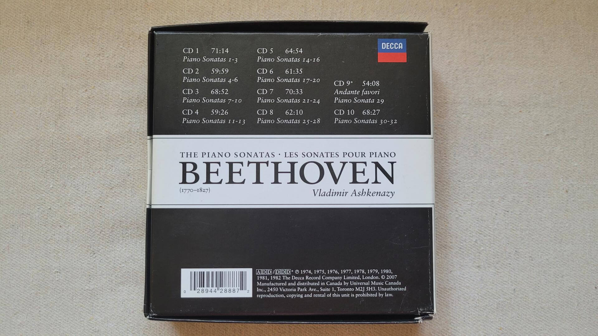 Decca Beethoven The Piano Sonatas by V Ashkenazy 10 CD Box Set - All 32 sonatas collectible classical piano music compact disks set