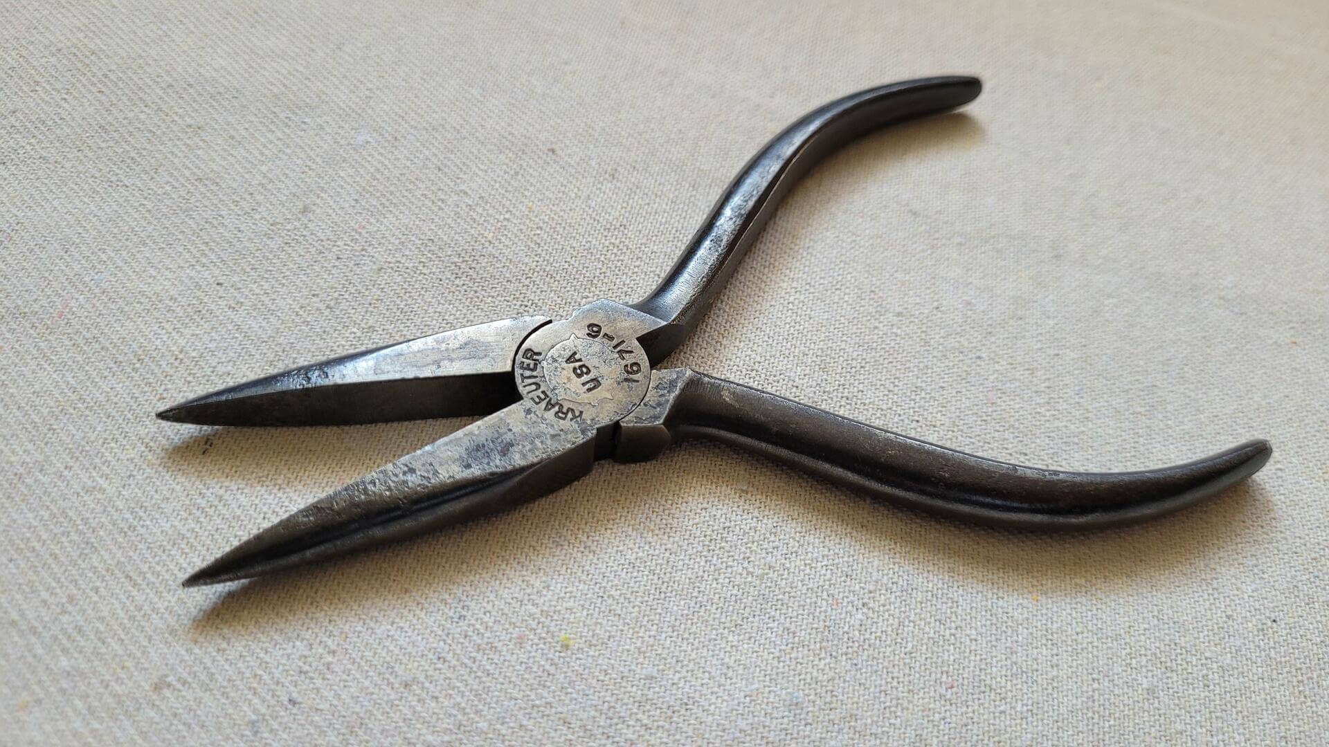 Vintage Mid Century Kraeuter 1671-6 Long Chain Needle Nose Pliers - mid century antique made in USA collectible hand tools