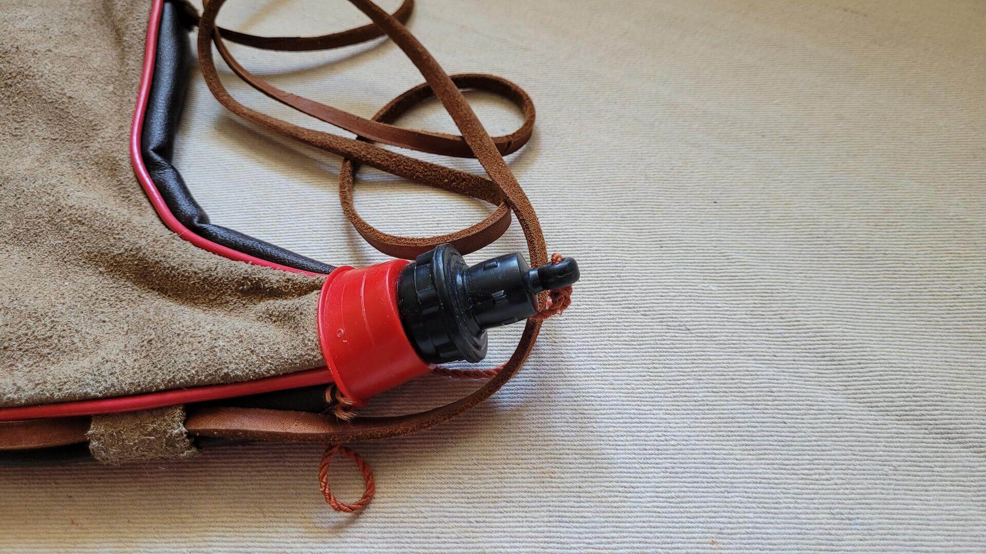 Vintage Hide Bota Bag Water Canteen Wineskin with leather strap - Made in Spain antique collectible camping and hiking equipment