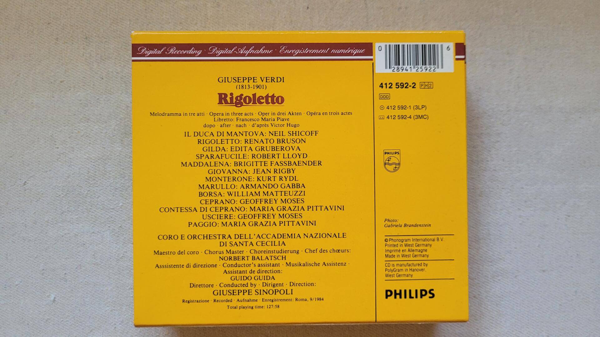 Philips Digital Classics Verdi Rigoletto 2CD Box Set Giuseppe Sinopoli - vintage collectible classical music cd set made in West Germany