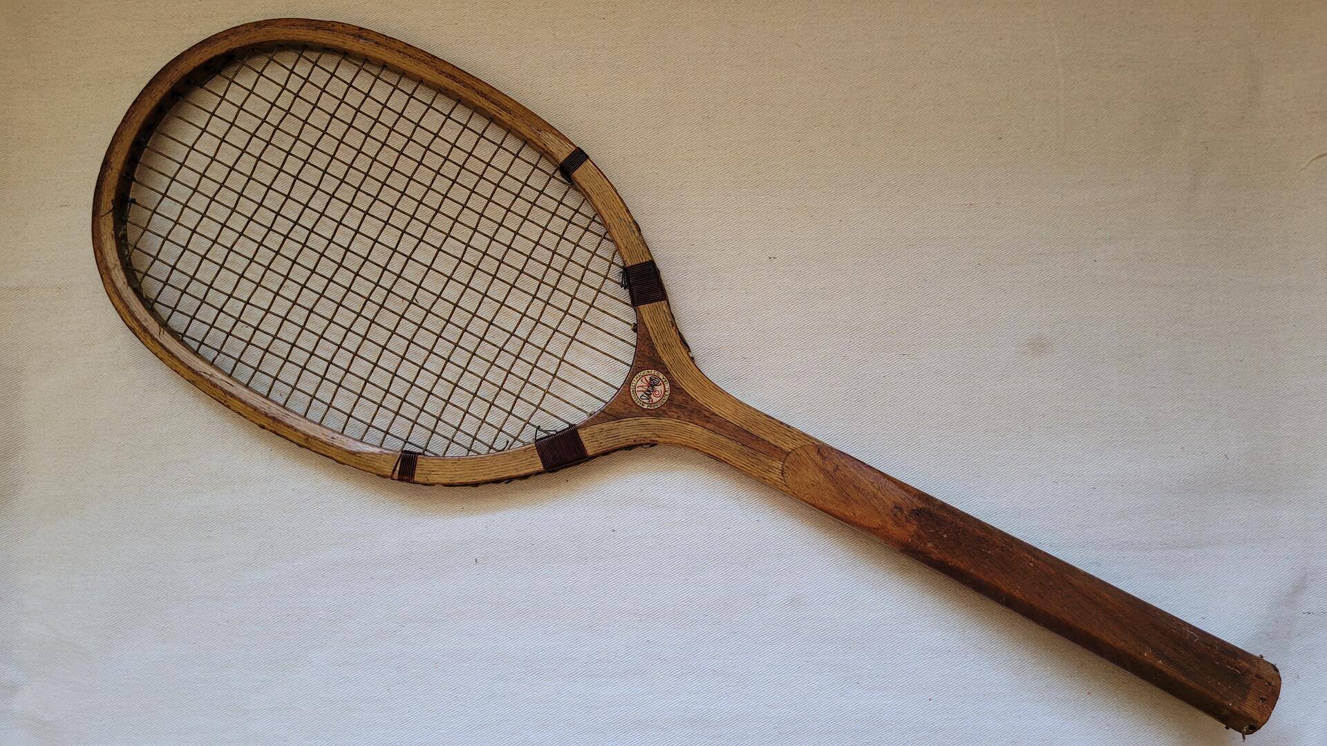 rare-narragansett-machine-company-antique-wooden-tennis-racquet-stanford-model-providence-rhode-island-vintage-made-in-usa-19th-century-sports-collectibles