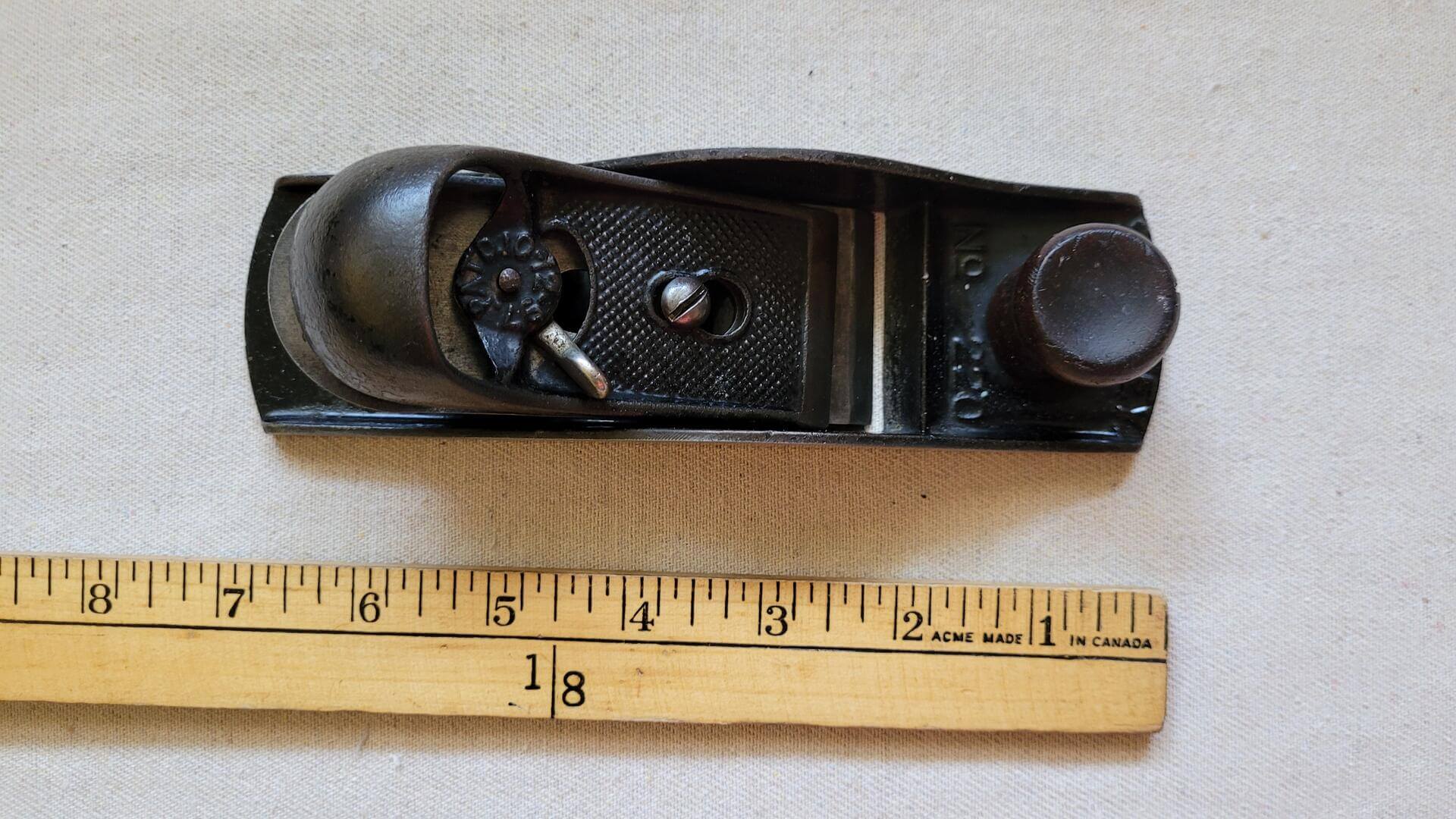 Vintage Stanley No 220 Woodworking Block Plane Pat 10-12-97 - Antique made in USA collectible carpentry and woodworking hand tools