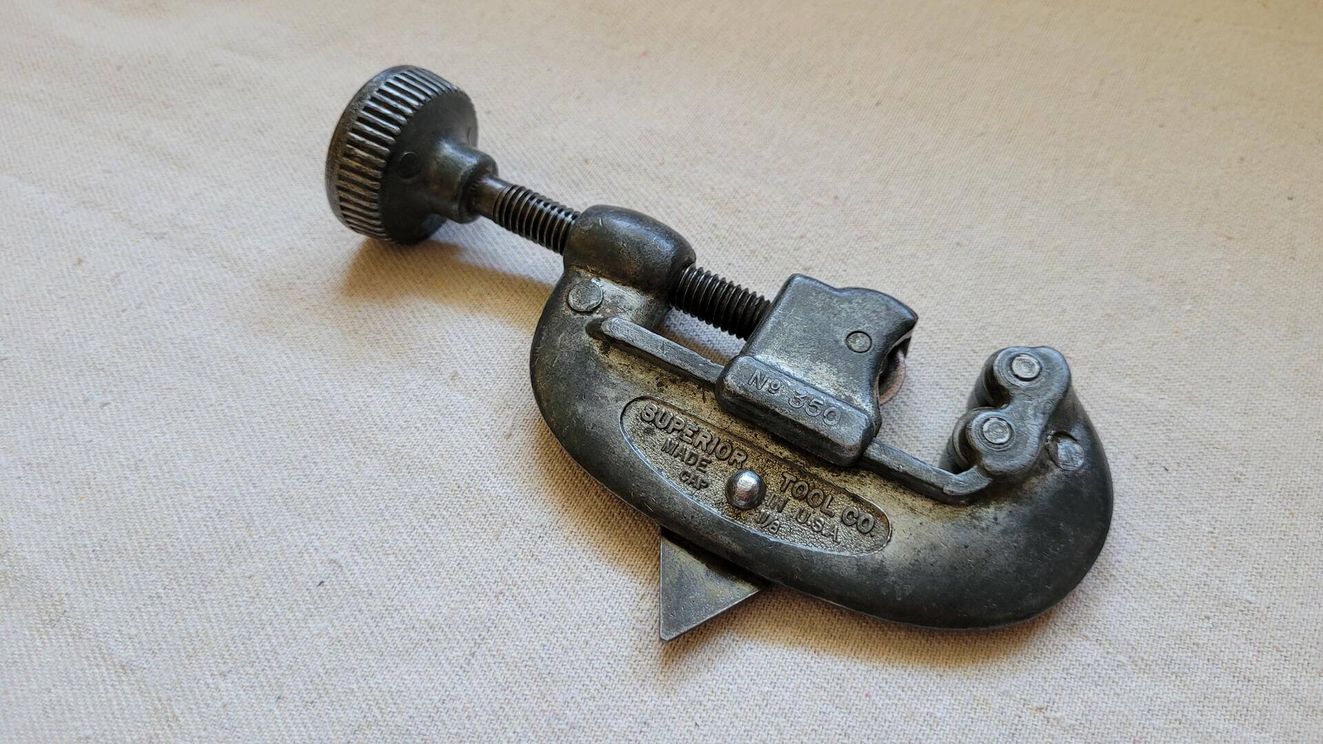 Vintage Superior Tool Co No. 350 Screw-Feed Tubing Cutter - Antique made in USA collectible plumbing tools