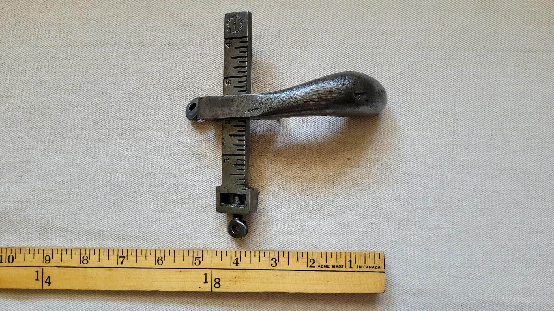 Vintage C.S. Osborne Draw Gauge Leather Strap Cutter Latta Tool Cast Steel - Antique Collectible Made in USA Hand Tools