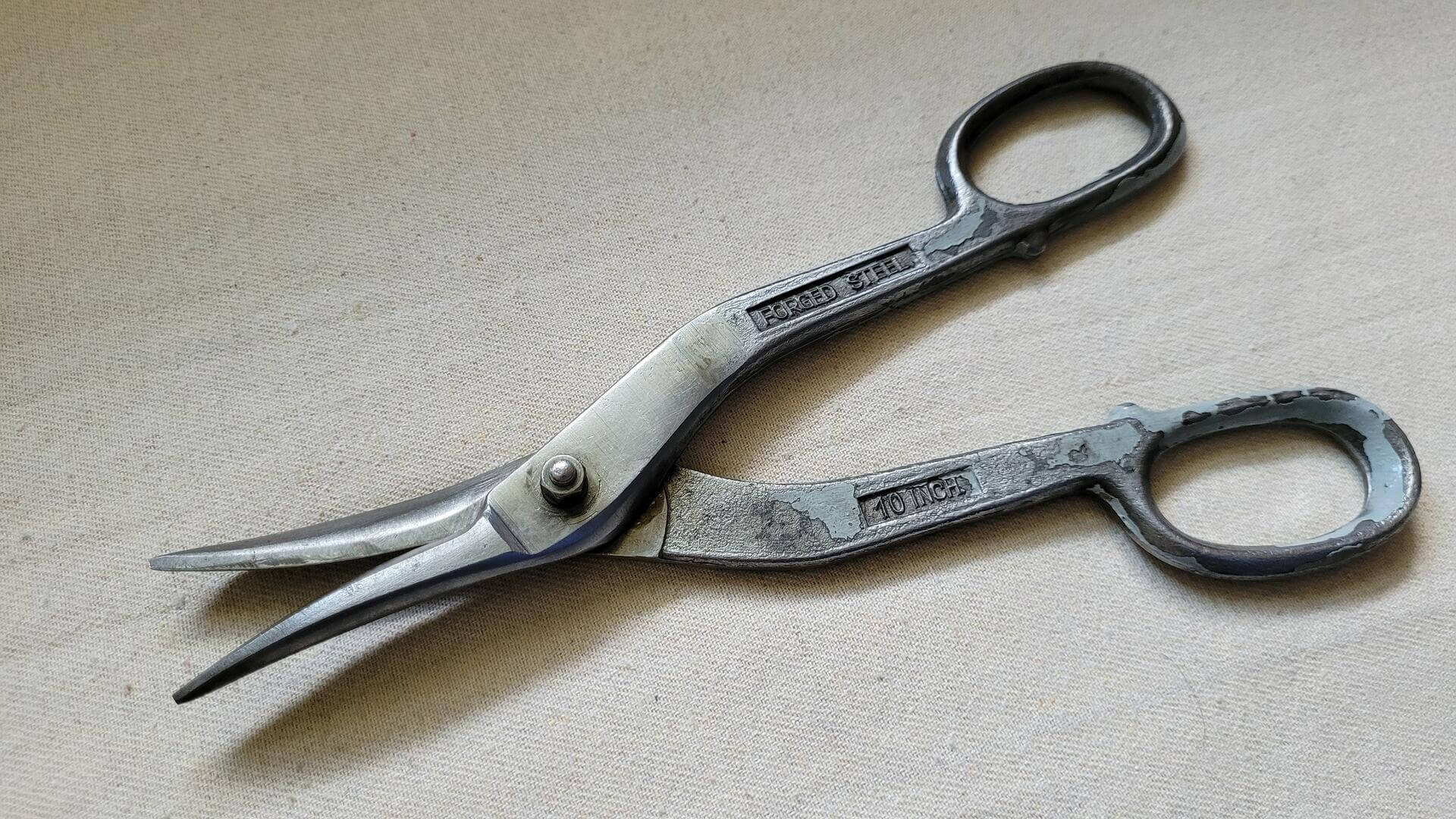 Rare 10 Inch Forged Steel Tin Snips Made in Germany by Ardex also known as the last Canadian axe maker - antique and vintage collectible cutting hand tools