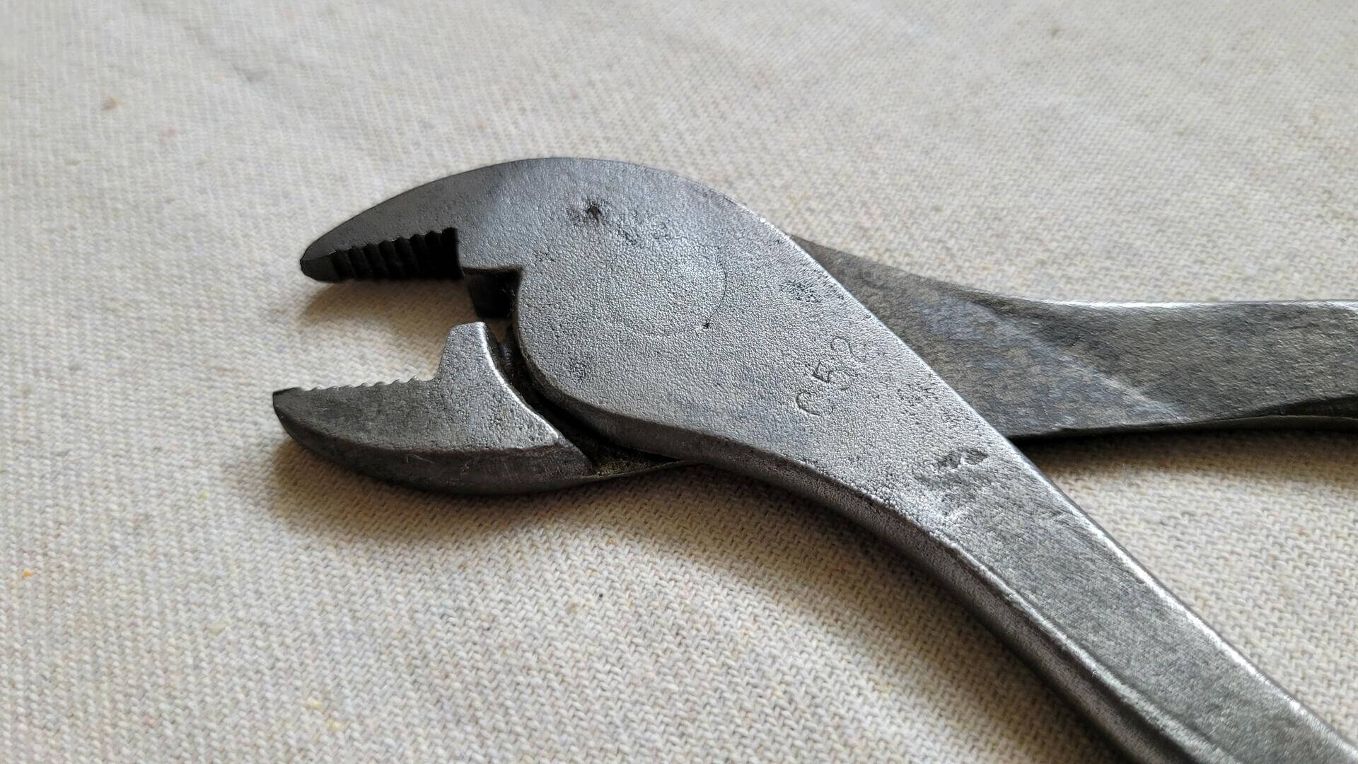 Rare antique forged battery terminal pliers 8 inches - Vintage made in Canada mechanic and automotive collectible hand tools