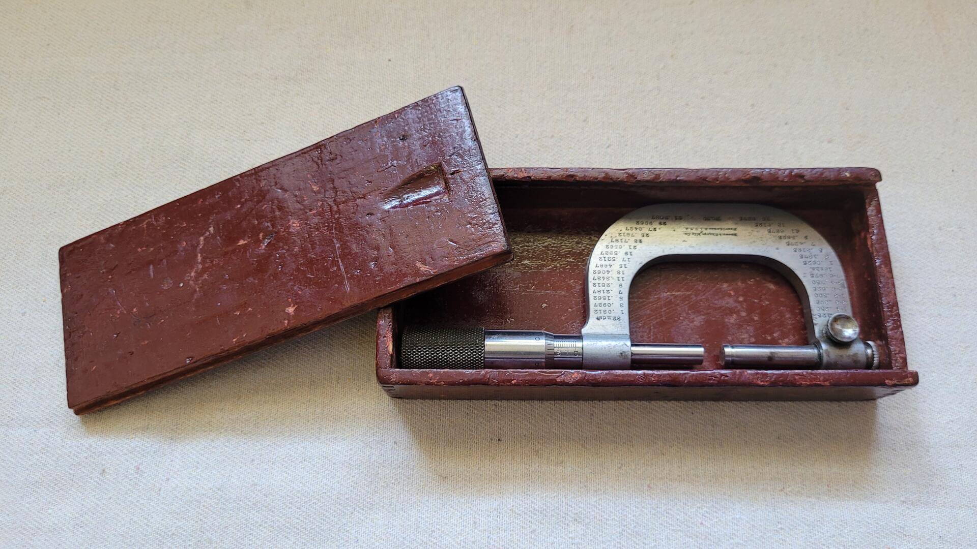 Antique Browne & Sharp Mfg Co No. 30 Micrometer Pat. Nov 6 1894 Providence RI with original case - Vintage made in USA collectible machinist measuring tools