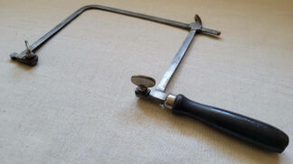 Vintage woodworking and jewelry six inches adjustable fret coping saw with black wooden handle - Antique made in Germany collectible hand cutting tools