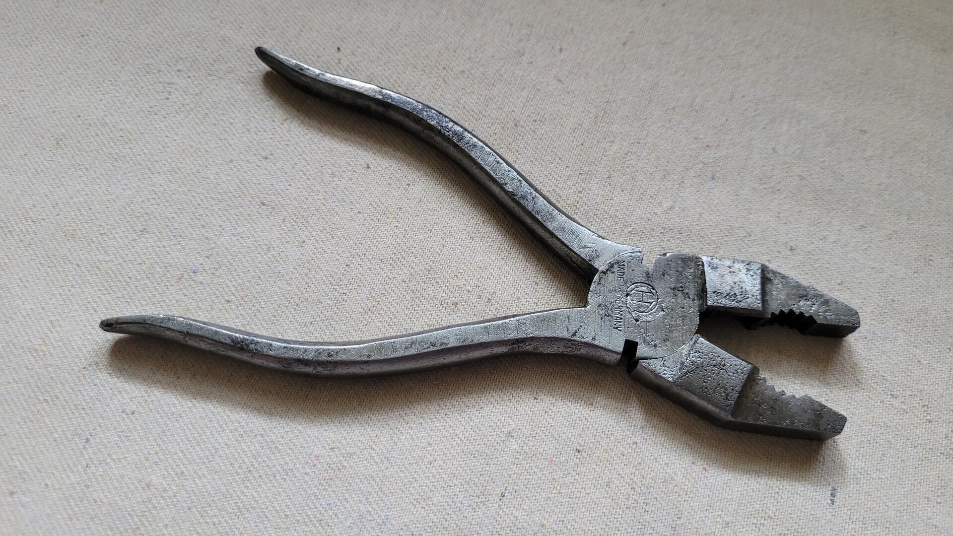 Antique Hoppe Tools Forged Lineman's Pliers Wire Cutters - Vintage made in Germany collectible electrician hand tools