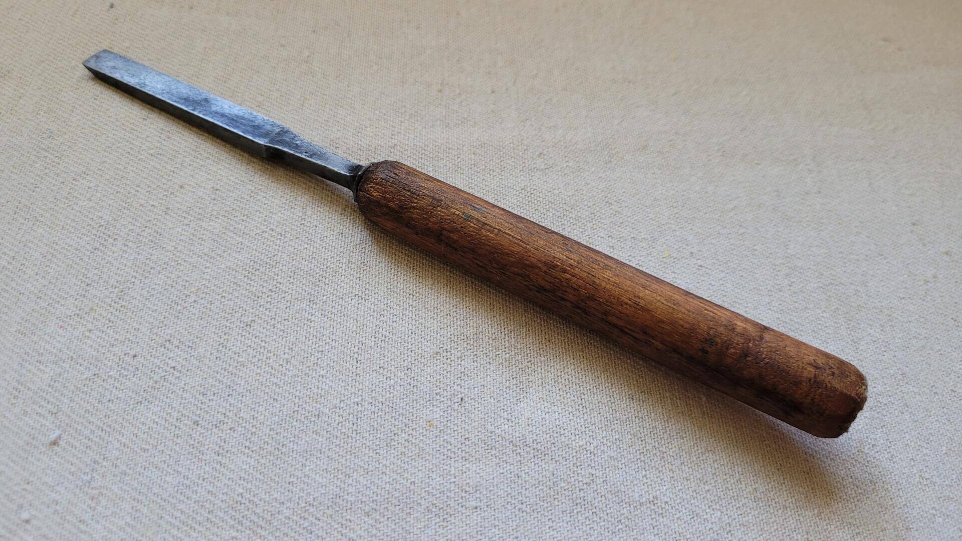 Vintage 1/4" wood carving firmer chisel by James Howarth considered one of the best 19th century edge tool makers. Antique made in Sheffield England collectible woodworking and carpentry tools