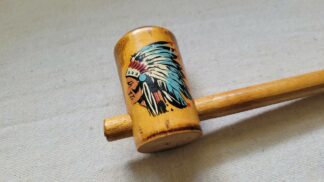 Nice 1940s and 1950s antique Native American wooden souvenir peace pipe featuring Chief's image. Mid century collectible American hand made art and crafts