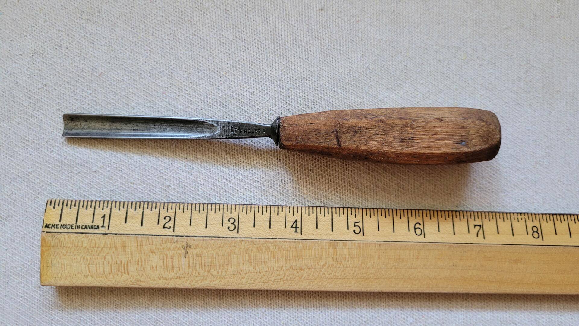 Antique S.J. Addis wood carving gouge cast steel chisel - Rare vintage 19th century made in London England collectible carpentry and woodworking edge tools