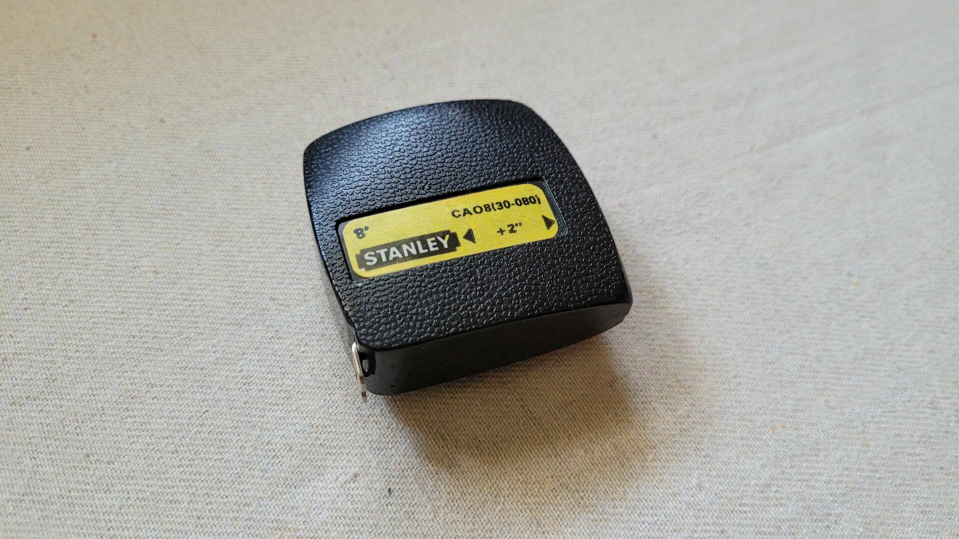 Rare vintage Stanley 8' Model CA08(30-080) black cololur life guard myler measuring tape with Du Pont Polyester Film - Antique collectible Stanley marking and measuring hand tools