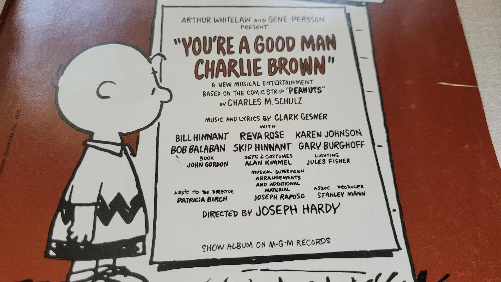 1967 You’re A Good Man, Charlie Brown Sheet Music Book by A Whitelaw G Persson - A new musical entertainment based on a comic strip Peanuts by Charles M Schulz, music and lyrics by Clark Gesner. Rare 1967 collectible music and comic book memorabilia