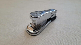 1940s chrome finish Arrow Fastener Co Stapler #105 Pat 2205709 2312142 Brooklyn NY. Retro MCM design vintage made in USA collectible stationary and office equipment