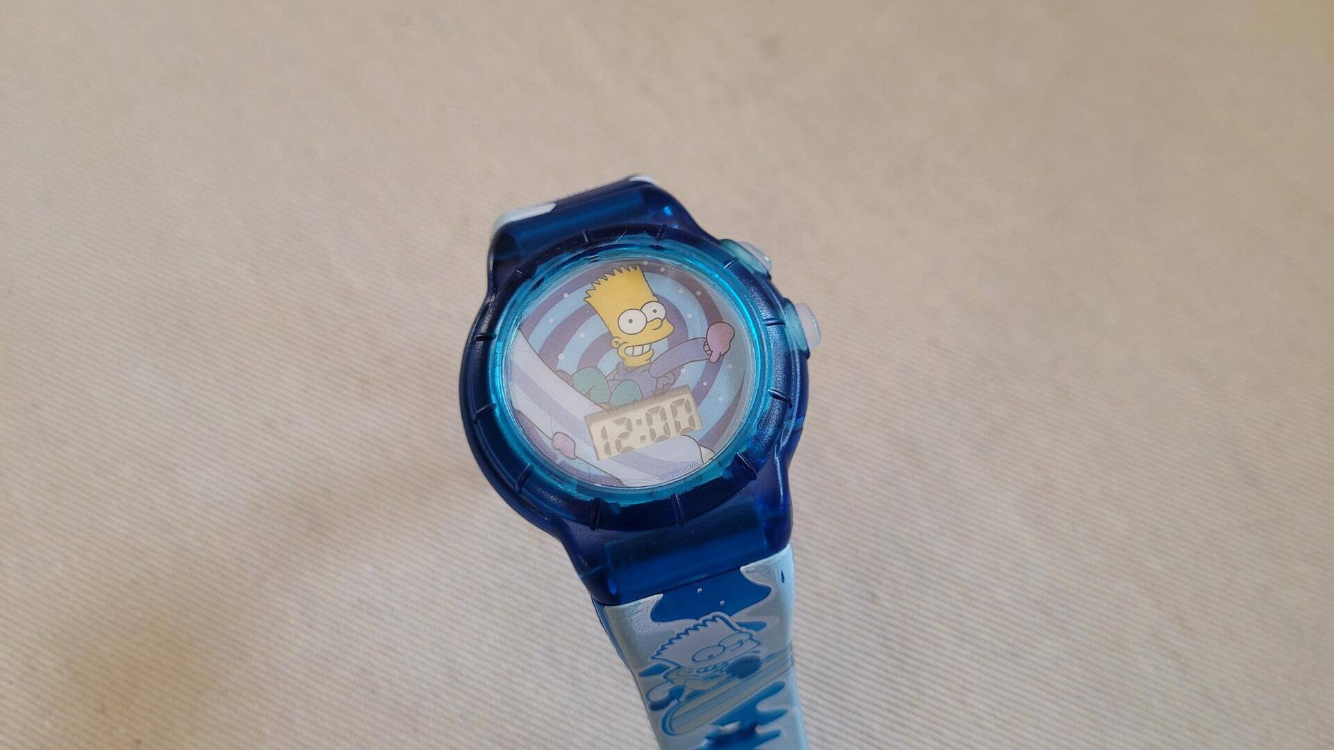 2002 Bart Simpsons "Cool Your Jets Man" talking watch. Awesome vintage Simpsons and Burger King nostalgia collectible, working with the brand new battery, one of four different Simpsons talking watches released as promotional kids meal swag.