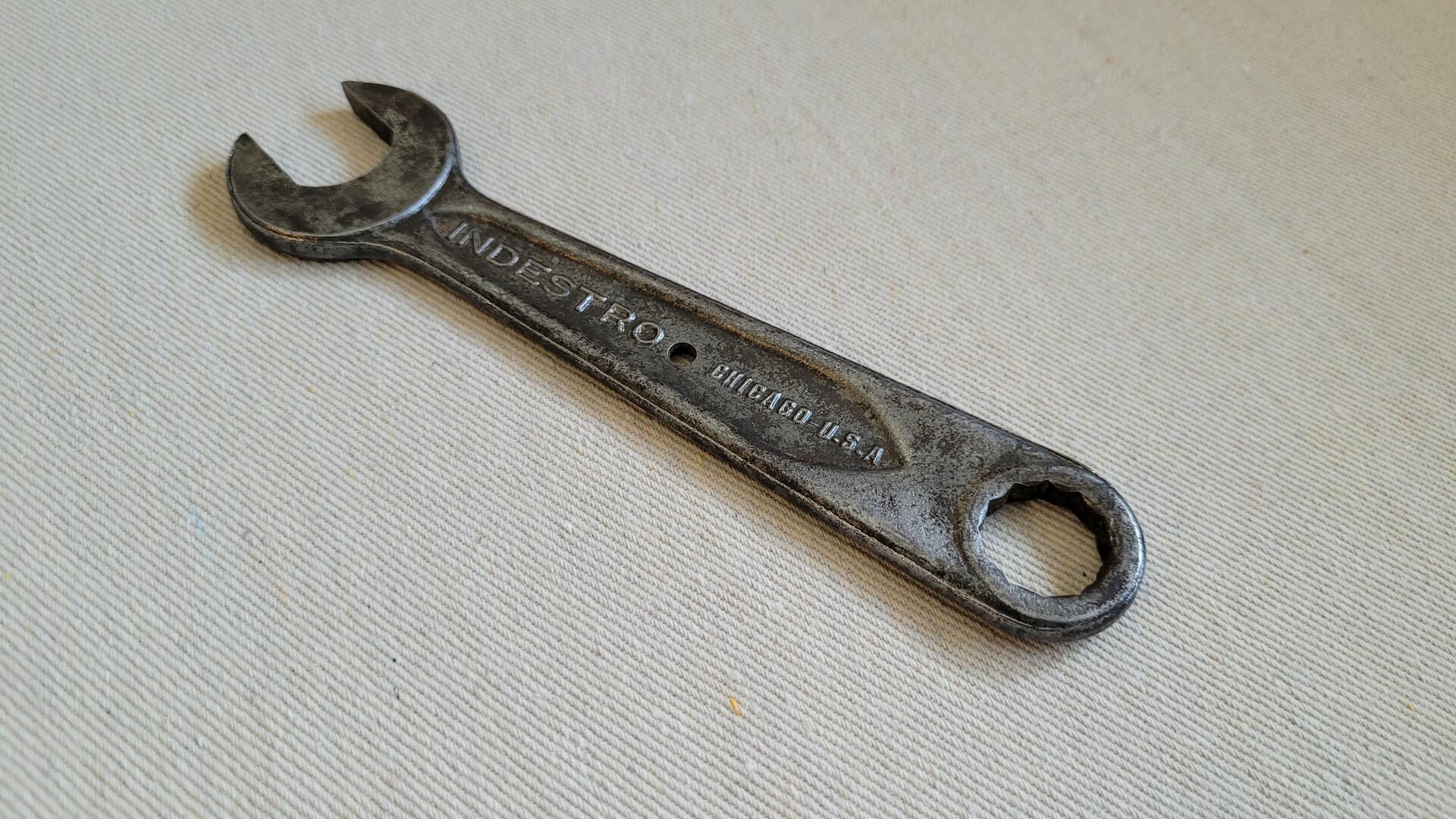 indestro-open-box-end-combination-wrench-spanner-antique-vintage-made-in-usa-mechanic-hand-tools