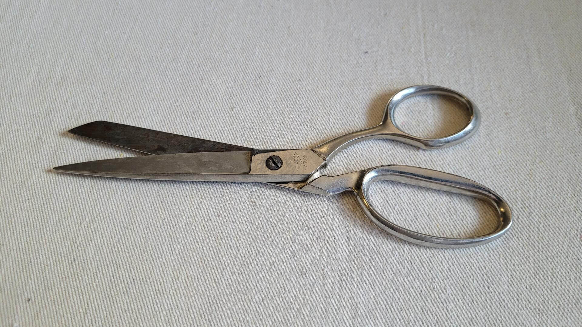 Rare pair of Mibro sewing scissors shears 8 inches long. Vintage made in Germany upholstery and seamstress fabric cutting tools