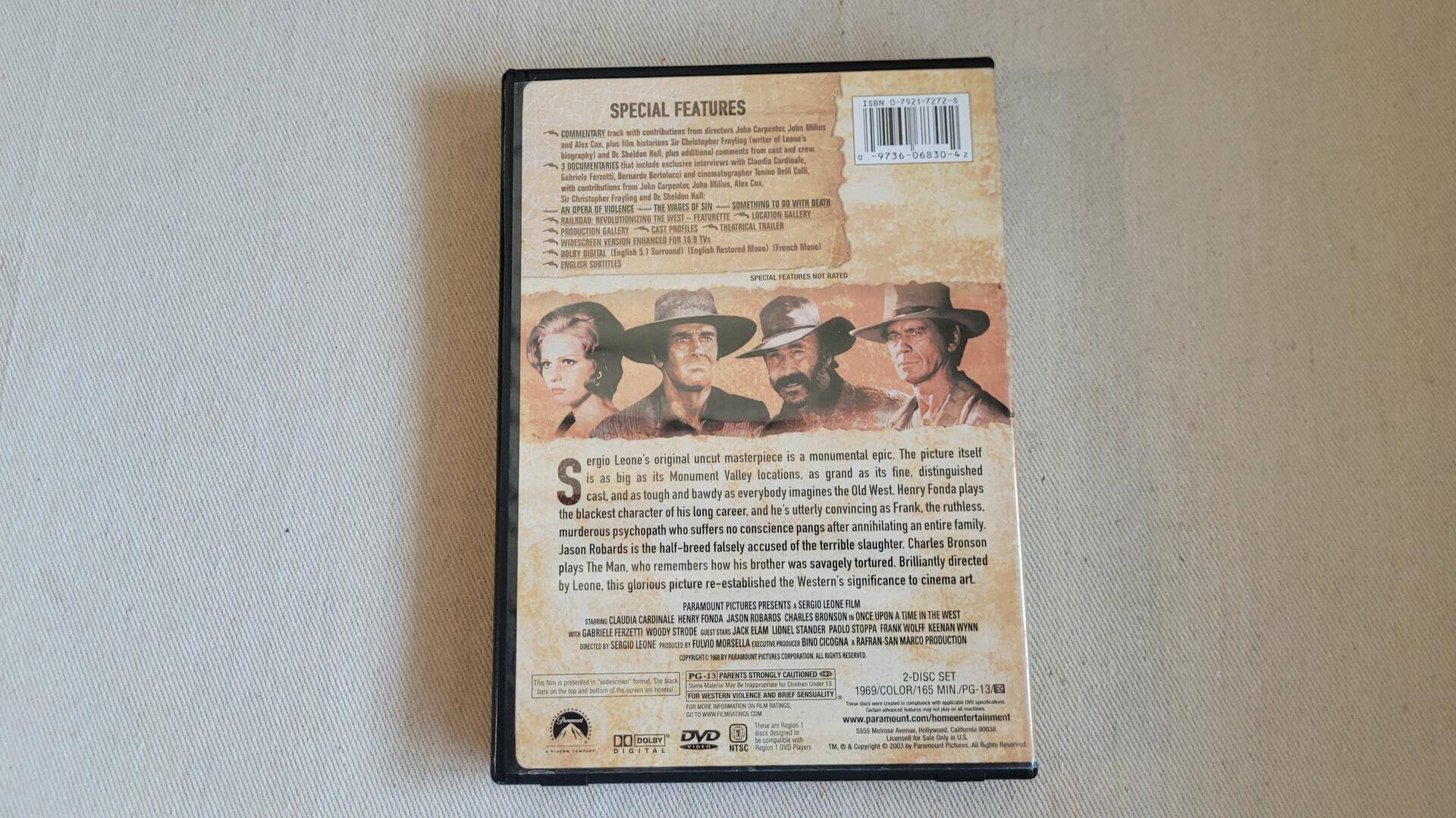 Once Upon a Time in the West, 1968 epic spaghetti western movie directed by Sergio Leone. Special collector's edition DVD 2 disc set