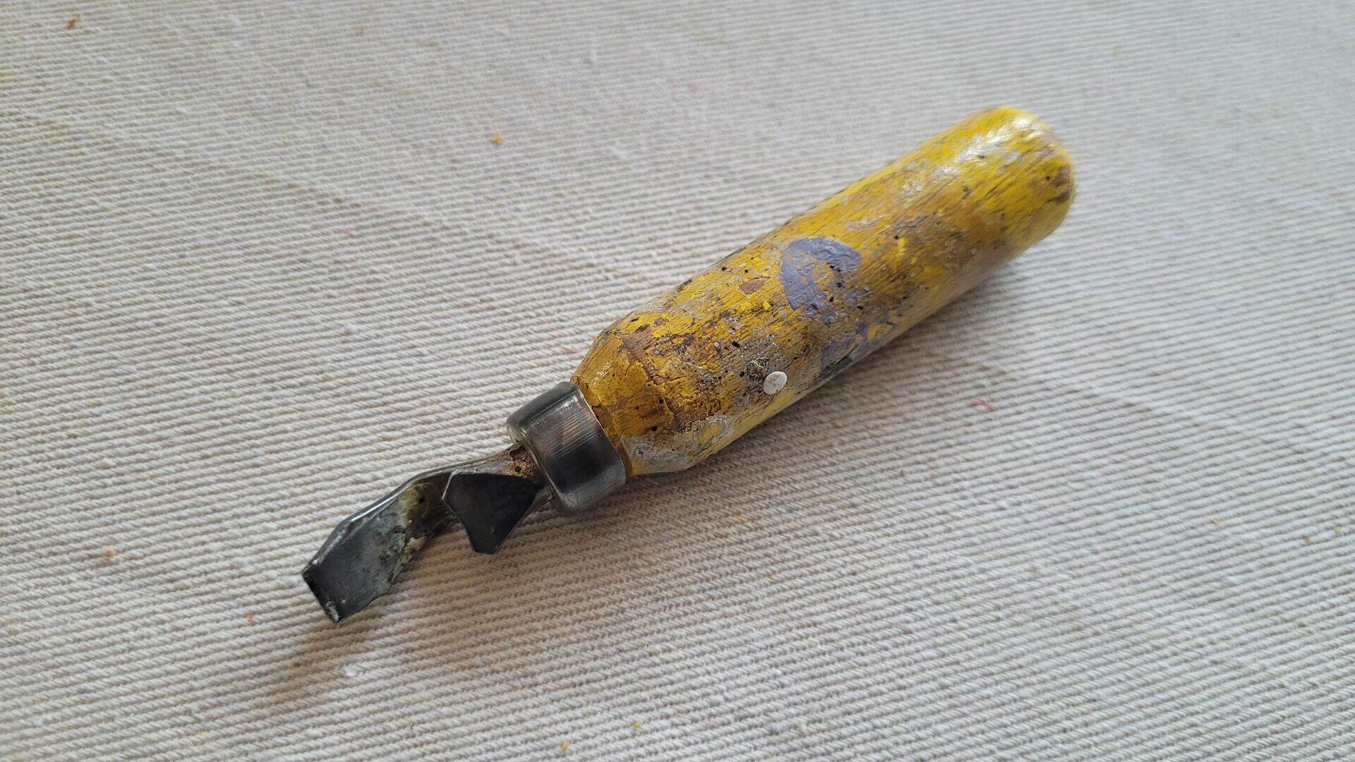 Rare vintage bottle and paint can opener by Pittsburgh Paints with wooden handle. Antique MCM made in USA collectible arts and painters tools and gadgets