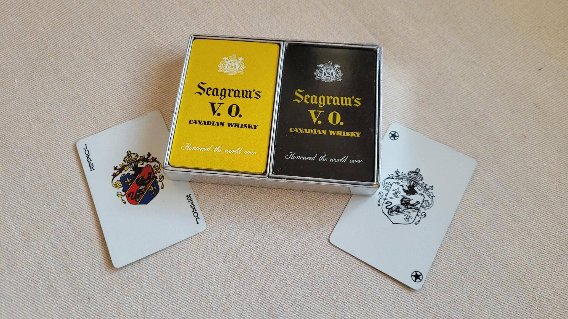 Rare vintage Seagrams VO Canadian Whisky playing cards, Congress brand by United States Playing Card Company.