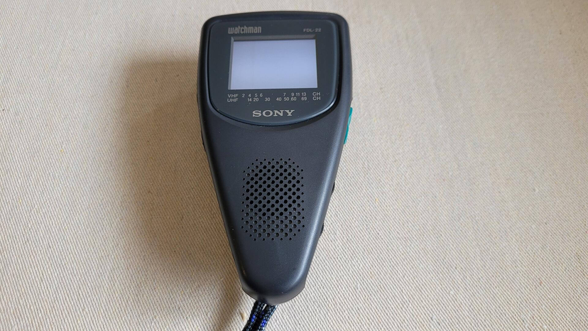Sony Watchman FDL-22 LCD Analog mini hand held colour portable television with the strap. Vintage made in Japan collectible electronic gadgets