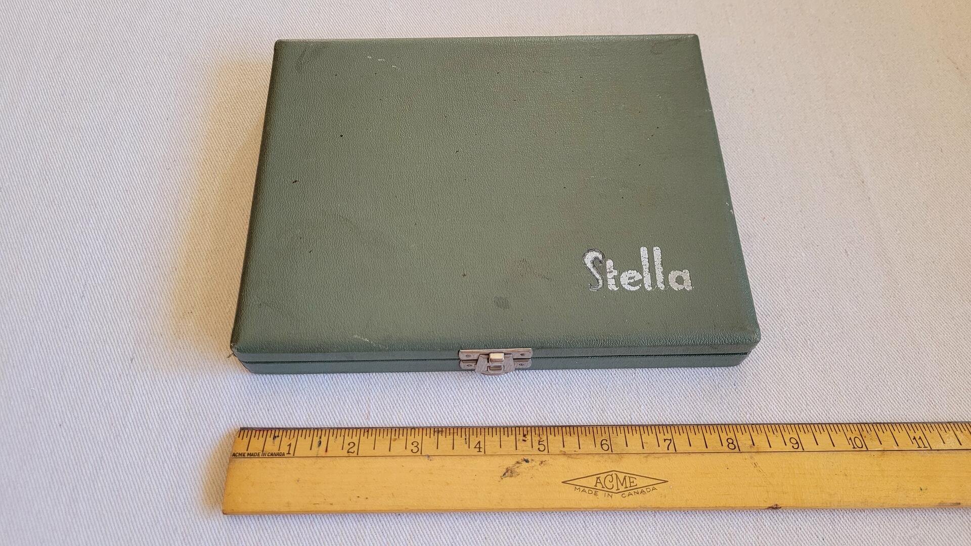 Rare vintage watchmaker crystal press by Stella Crystal Co. NY with the original wooden case. Antique made in USA collectible watch maker repair tools