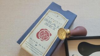 Vintage Stuart Houghton personal seal set with manuscript initial N seal and wax stick