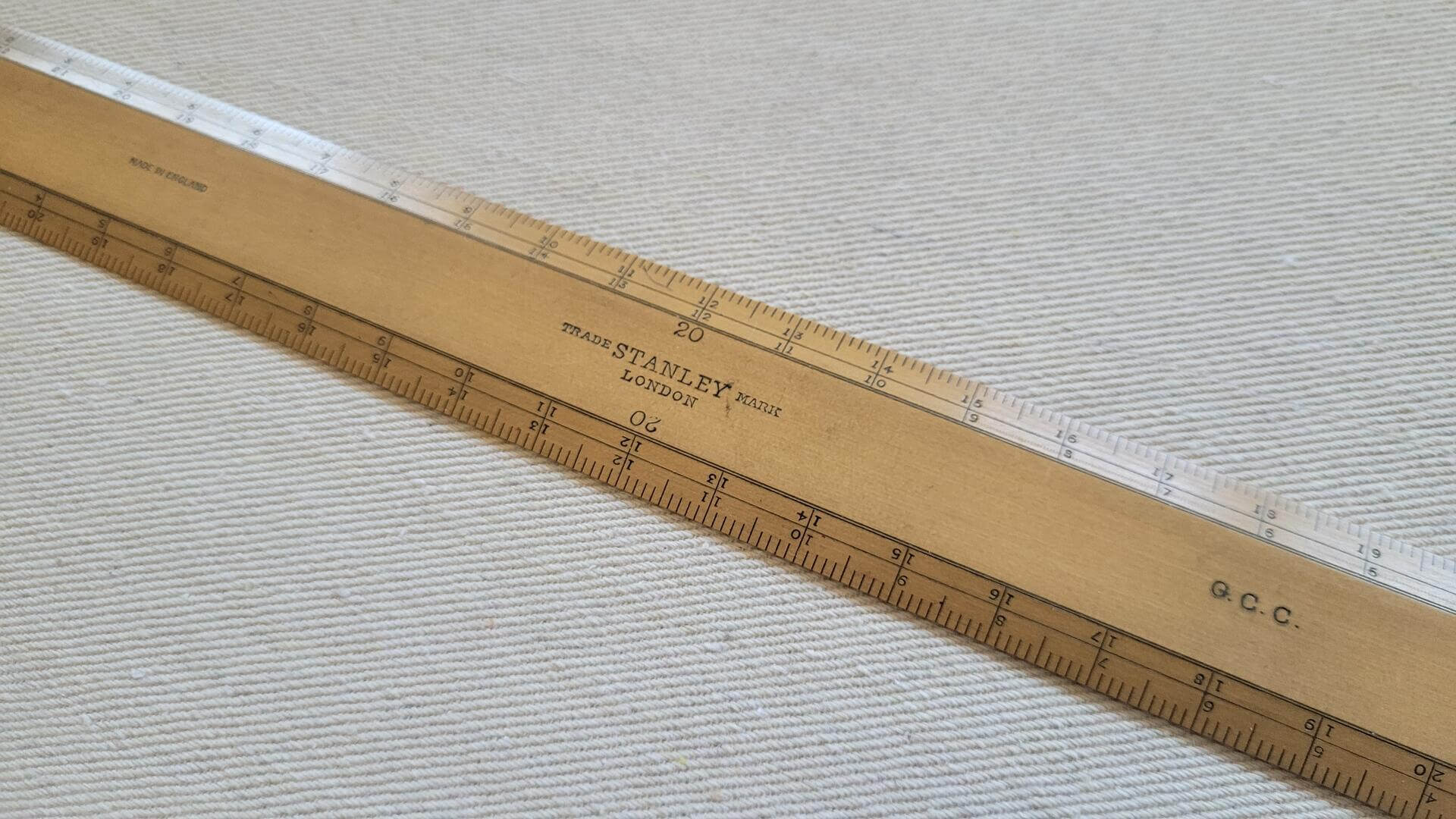 Antique W.F. Stanley London trade mark wooden ruler 20 cm metric scale. Vintage made in England collectible marking and measuring tools and precision instruments