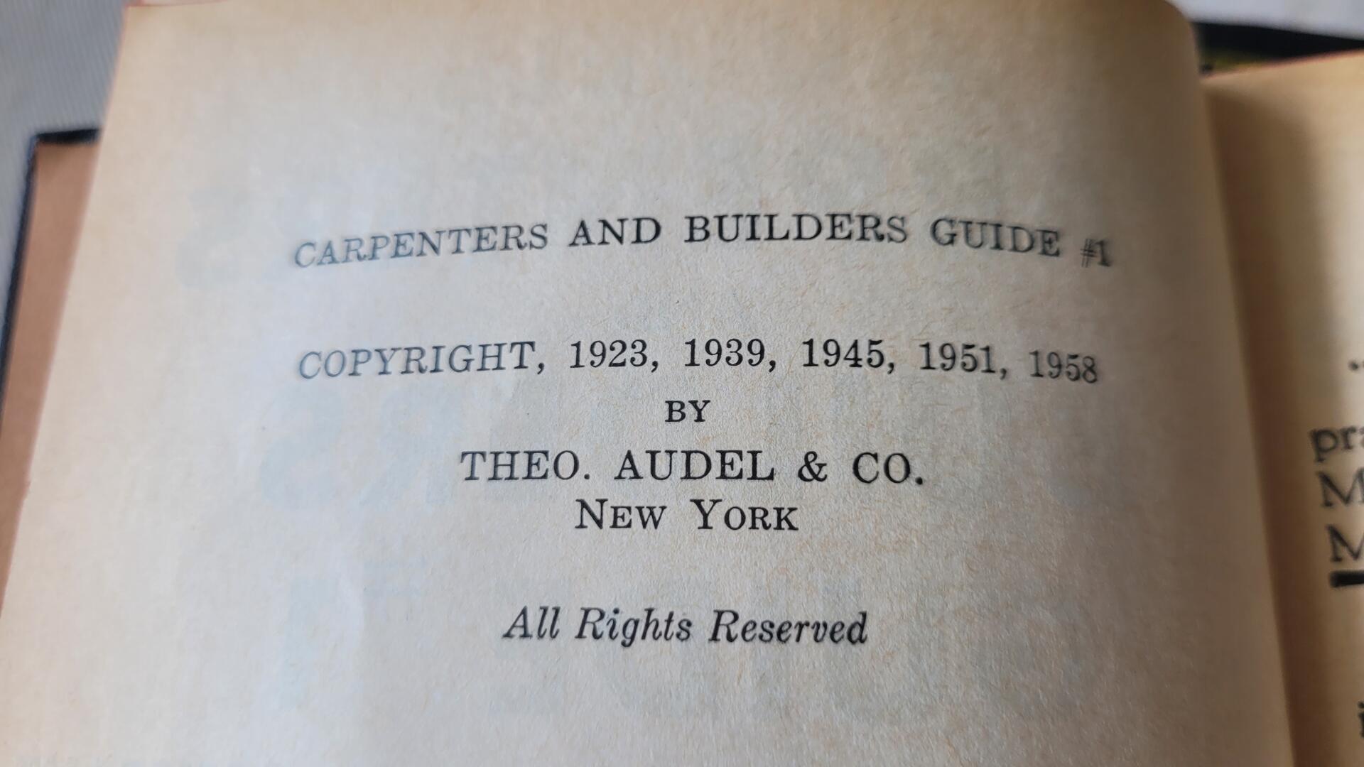 Audels Carpenters and Builders Guide Vol. 1,2,3 Published by Theo Audel & Co., New York 1958. Vintage 3 Book Set legendary in the woodworking trade