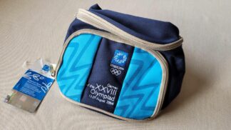 2004 Olympics official pouch bag or fanny waist pack. Rare vintage Athens Olympic Games official fan apparel and collectible Olympic memorabilia