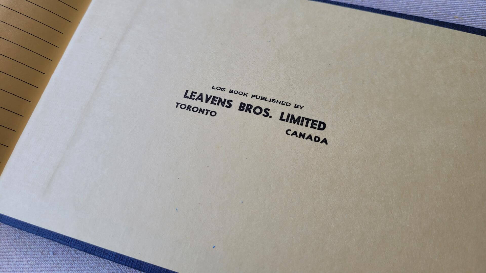 Rare vintage Canadian Pilot Log Book published by Leavens Bros. Limited in Toronto ON. Mid century collectible transportation & aviation books memorabilia