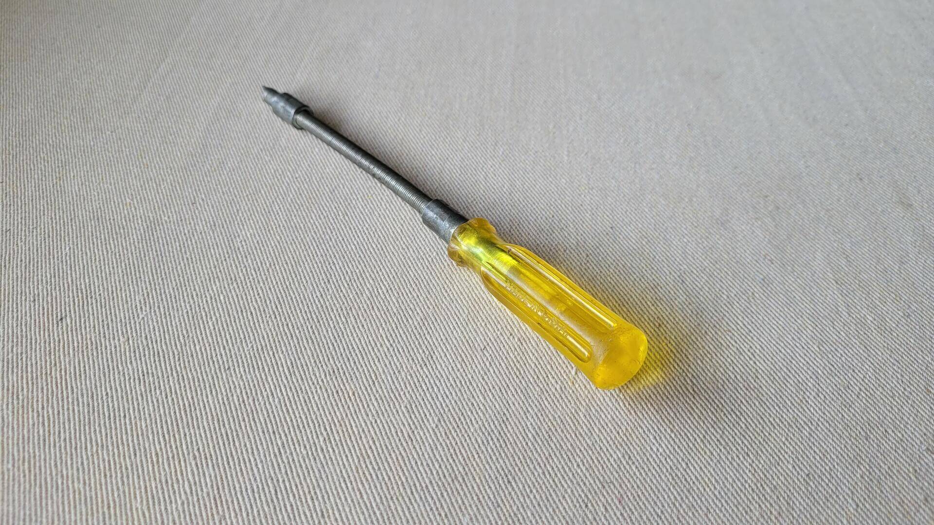 Nice retro flexible shaft slotted / flathead screwdriver 7 1/2 inches long. Vintage made in USA collectible mechanic and automotive hand tools