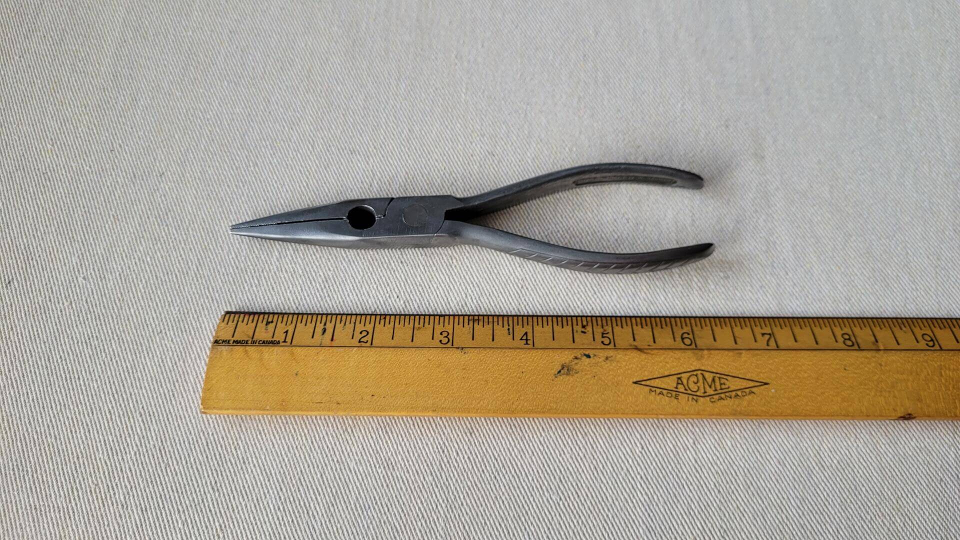 hoppe-needle-nose-drop-forged-pliers-antique-vintage-made-in-west6ern-germany-collectible-artisan-jeweler-hand-tools-measurements