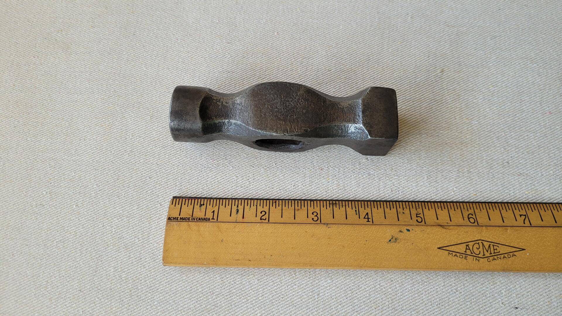 Vintage panel beating hammer head w square face 4 1/2" long. Antique collectible automotive & metalwork planishing mallet shaping forming striking tool