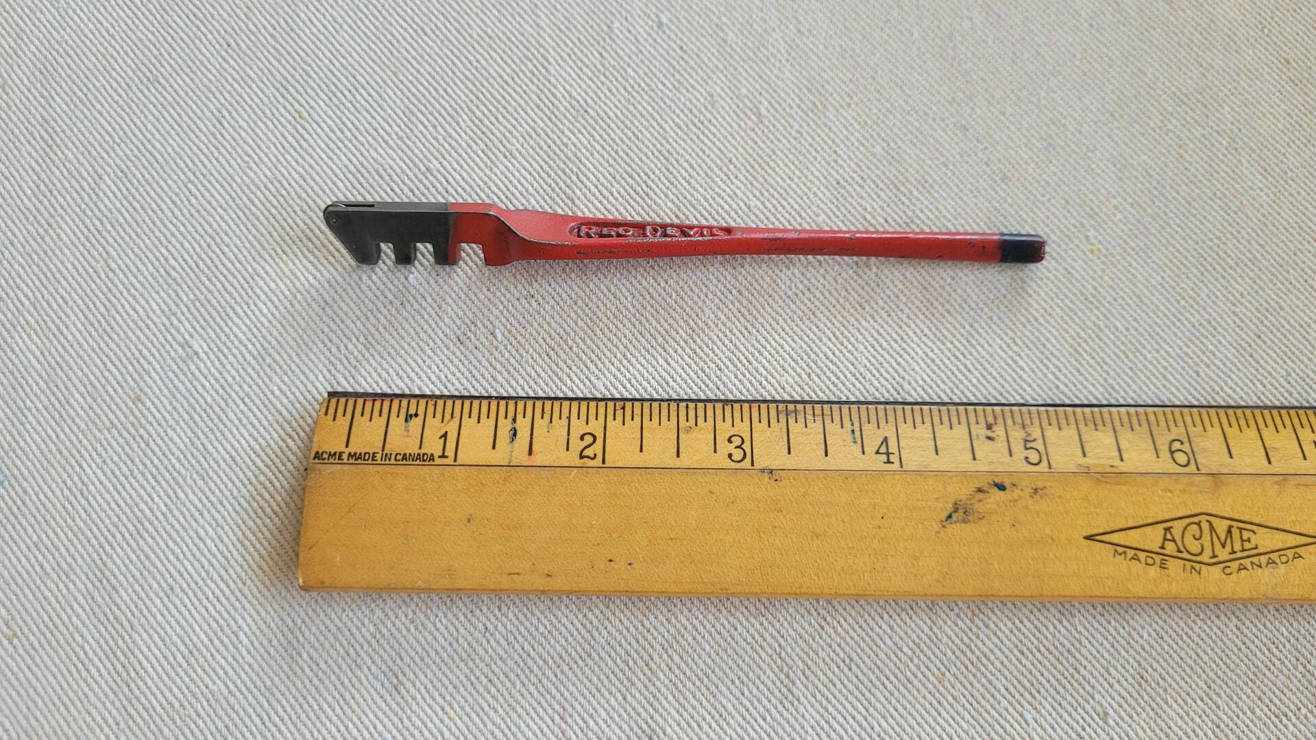 Vintage Red Devil glass cutter steel 5 inches long. Antique made in USA collectible glazier tools